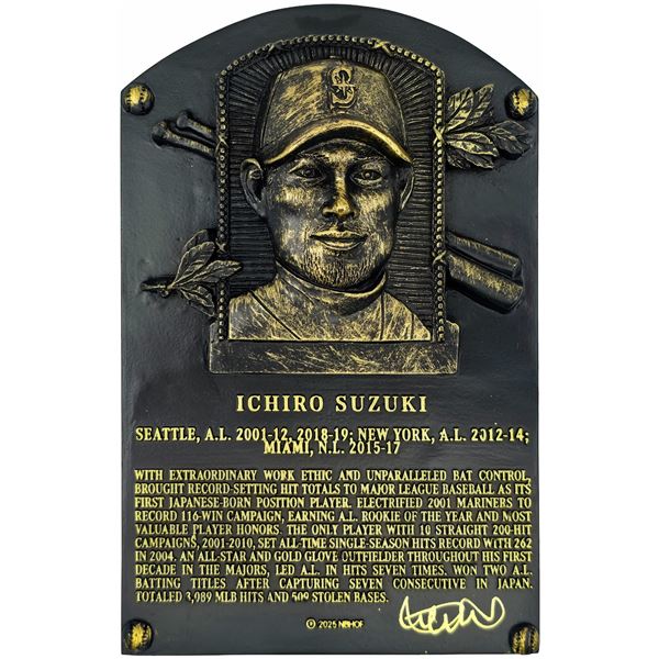 ICHIRO SUZUKI SIGNED HALL OF FAME PLAQUE (BECKETT COA)