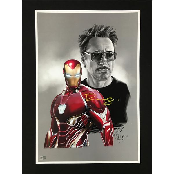 ROBERT DOWNEY JR AND T SANTIAGO SIGNED IRON MAN 11 X 18 LITHO WITH COA