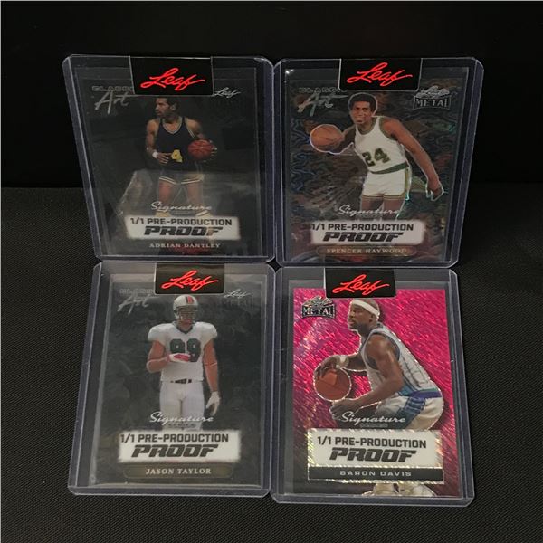 LOT OF 4 LEAF PRE PRODUCTION PROOF SPORTS CARDS - EACH IS A 1/1