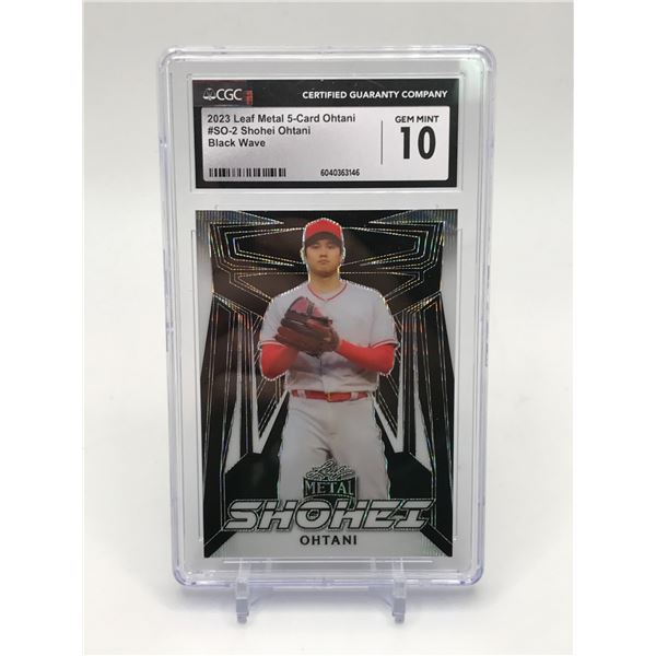 2023 LEAF METAL 5-CARD SHOHEI OHTANI BLACK WAVE TRADING CARD - CGC GRADE 10