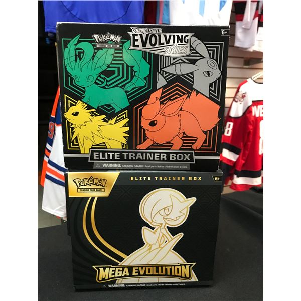LOT OF 2 POKEMON ETB'S - EVOLVING SKIES AND MEGA EVOLUTION