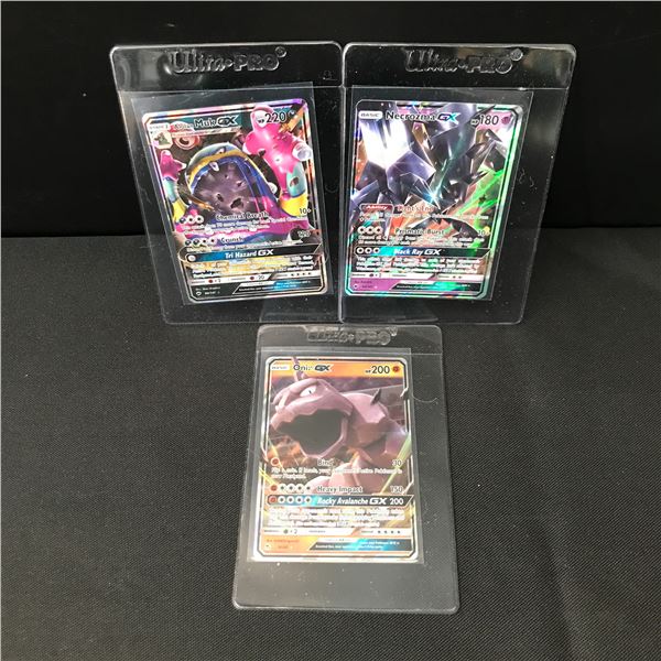 LOT OF 3 SHINY POKEMON TCG TRADING CARDS IN PROTECTIVE SLEEVES