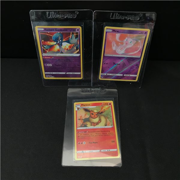 LOT OF 3 SHINY POKEMON TCG TRADING CARDS IN PROTECTIVE SLEEVES