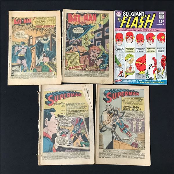 LOT OF 5 DC COMICS - 4 WITHOUT COVERS