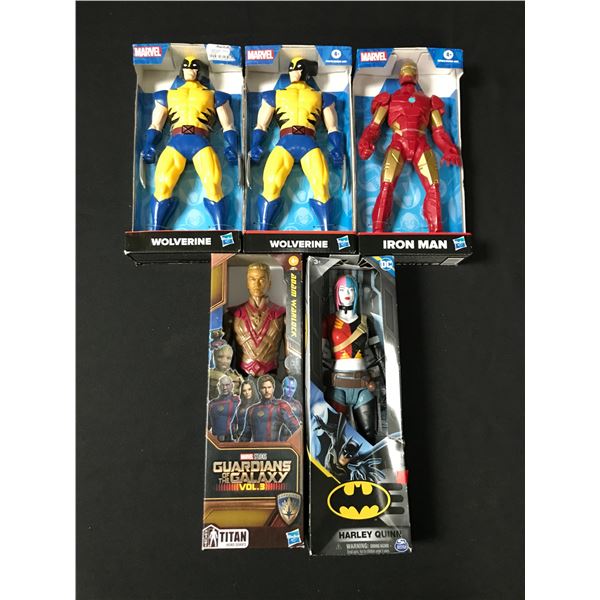 LOT OF 5 MARVEL AND DC ACTION FIGURES IN ORIGINAL BOXES