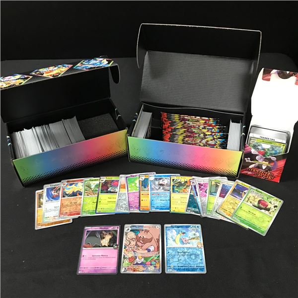 LOT OF POKEMON TCG LOOSE CARDS, PACKS AND TIN