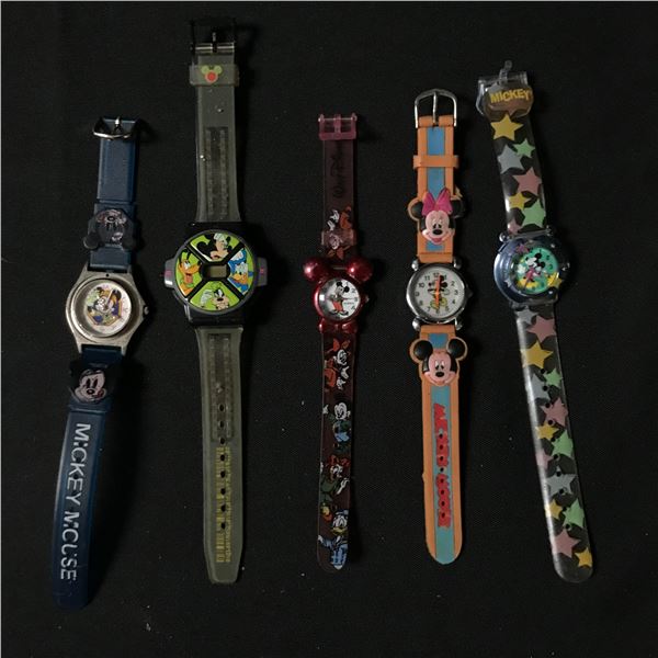 LOT OF 5 MICKEY MOUSE WATCHES