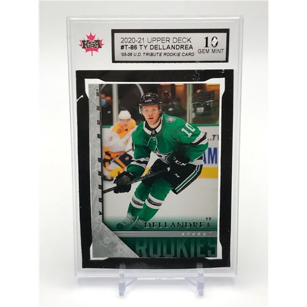 2020-21 UPPER DECK TY DELLANDREA TRIBUTE ROOKIE CARD - KSA GRADE 10