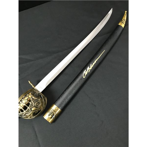 ORLANDO BLOOM SIGNED SWORD SHEATH PIRATES OF THE CARIBBEAN - WWOC COA