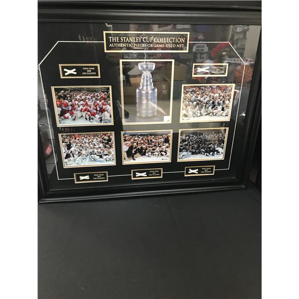 NHL STANLEY CUP COLLECTION GAMES USED NET DISPLAY 34 X 30 FRAMEWORTH COA