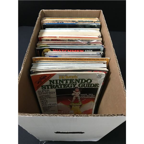 BOX OF VINTAGE MAGAZINES AND COMICS