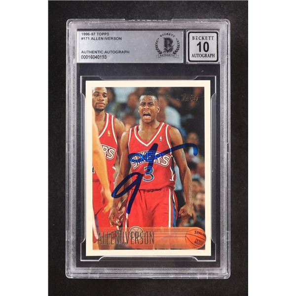 ALLEN IVERSON SIGNED ROOKIE CARD (BECKETT 10)