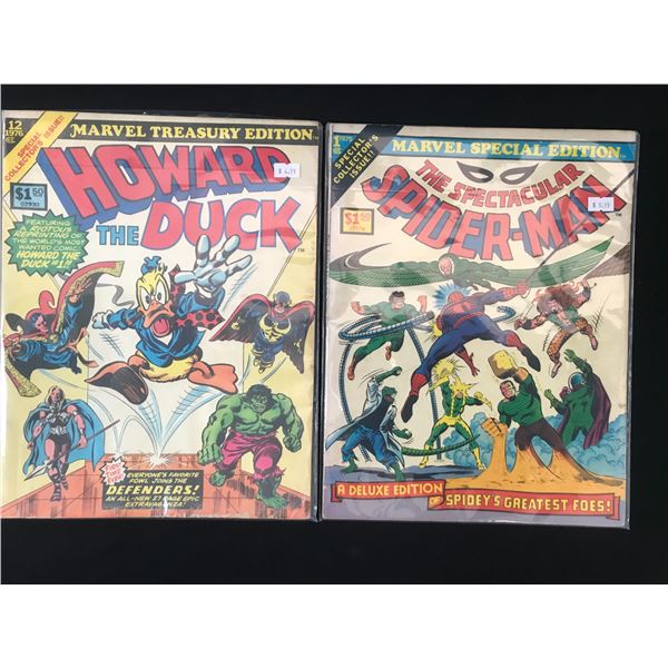 MARVEL TREASURY EDITION COMIC BOOK LOT (HOWARD THE DUCK, SPECTACULAR SPIDERMAN