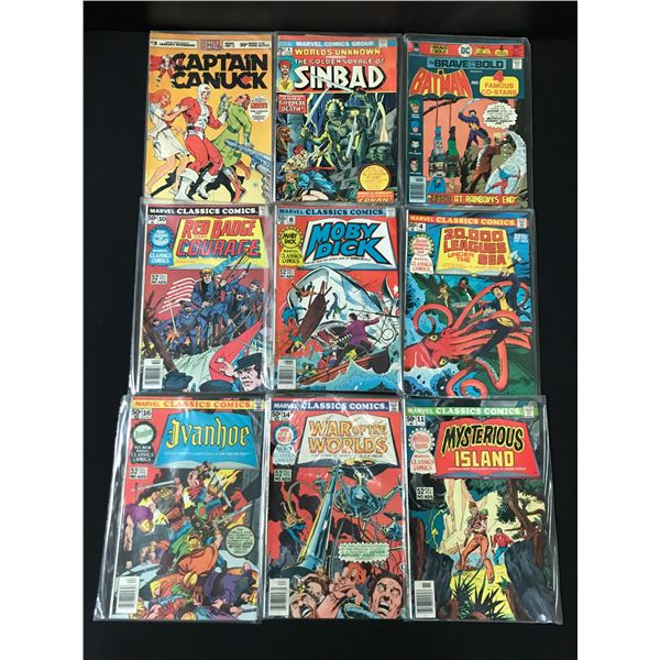 LOT OF 9 MIXED TITLE COMICS - MARVEL AND DC