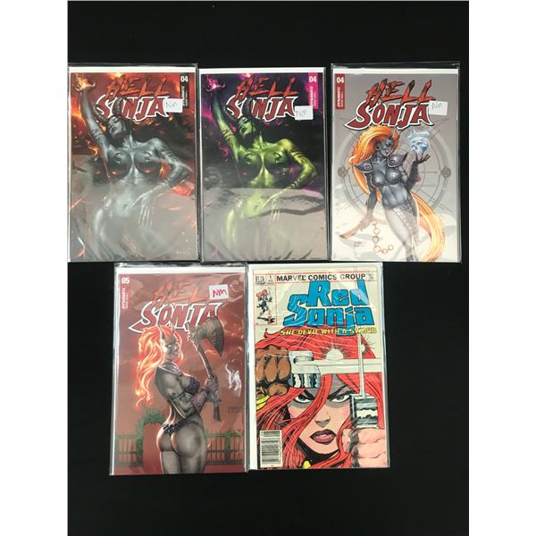 LOT OF 5 COMICS - 4 HELL SONJA COMICS AND 1 RED SONJA