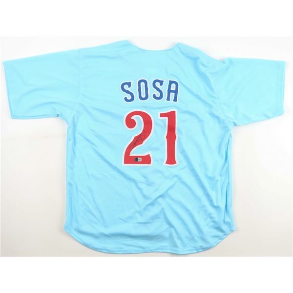 SAMMY SOSA SIGNED CHICAGO CUBS JERSEY - BECKETT COA