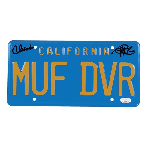 CHEECH AND CHONG SIGNED MUF DVR LICENSE PLATE - JSA COA