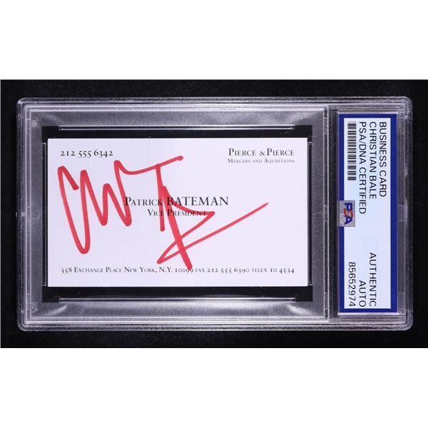 CHRISTIAN BALE SIGNED BUSINESS CARD - PSA ENCAPSULATED COA