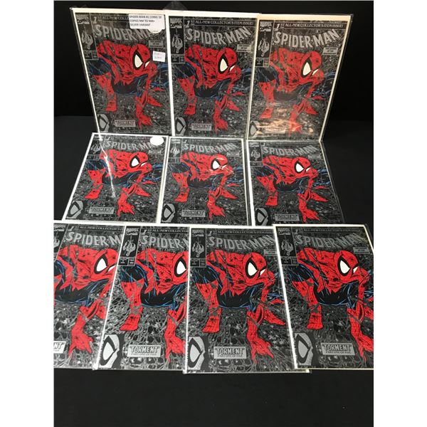 LOT OF 10 SPIDERMAN #1 (1990) SILVER VARIANT - MARVEL COMICS