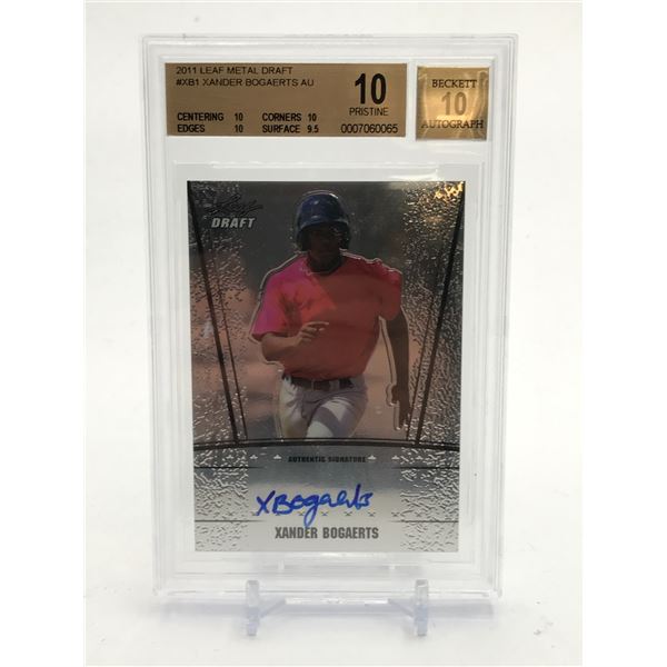 2011 LEAF METAL DRAFT XANDER BOGAERTS AU SIGNED TRADING CARD - BECKETT GRADE 10