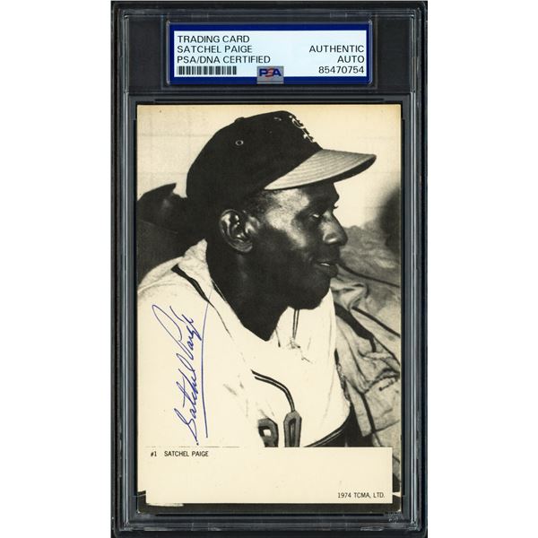 SATCHEL PAIGE SIGNED TRADING CARD - PSA COA
