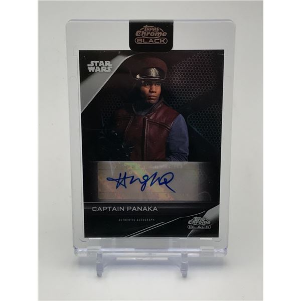 HUGH QUARSHIE SIGNED CAPTAIN PANAKA STAR WARS TOPPS CHROME BLACK TRADING CARD - TOPPS COA