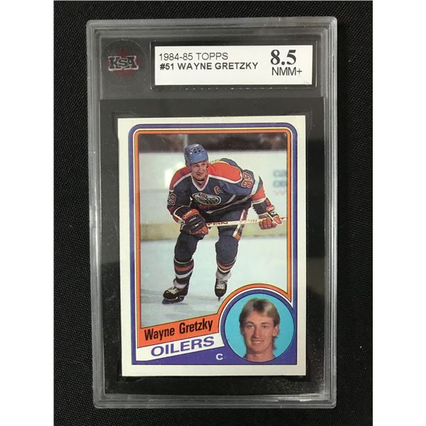 1984-85 TOPPS WAYNE GRETZKY TRADING CARD - KSA GRADE 8.5