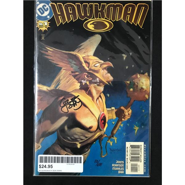 DC COMICS NO.1 HAWKMAN SIGNED BY GEOFF JOHNS 83/699 WITH LOA