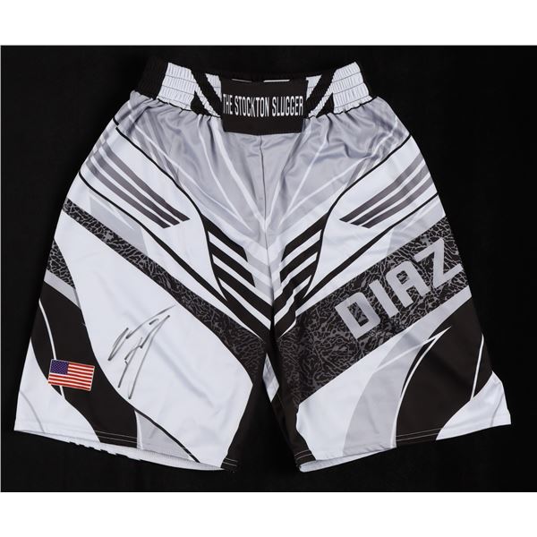 NATE DIAZ SIGNED FIGHTING TRUNKS - BECKETT COA