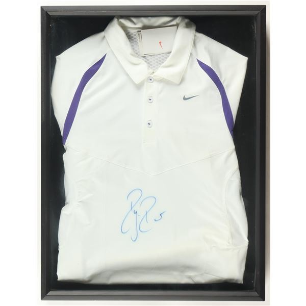 ROGER FEDERER SIGNED AND FRAMED WHITE NIKE TENNIS SHIRT - JSA COA