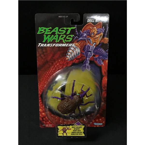 VINTAGE MINT ON CARD TRANSFORMERS BEAST WARS DRILL BIT ACTION FIGURE - IN ORIGINAL PACKAGING