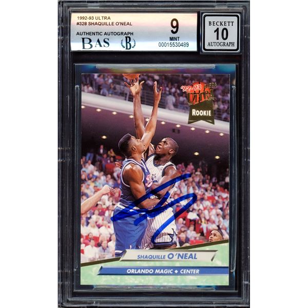 1992-93 ULTRA SHAQUILLE O'NEAL SIGNED ROOKIE CARD - BECKETT GRADE 9/10