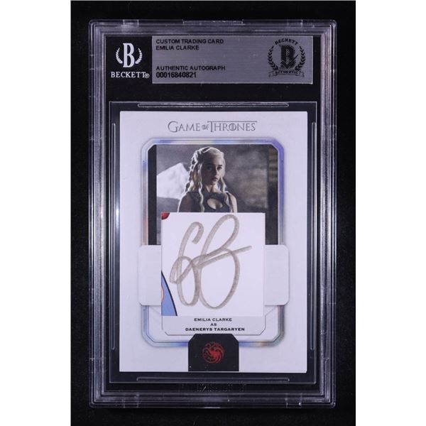EMILIA CLARKS SIGNED CUSTOM TRADING CARD - BECKETT COA