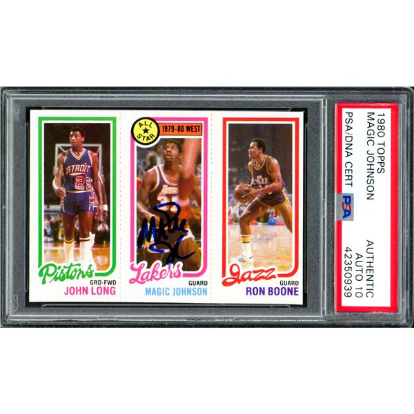 1980 TOPPS MAGIC JOHNSON SIGNED ROOKIE CARD - PSA GRADE 10