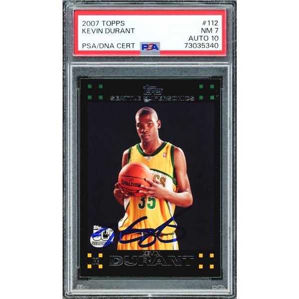 2007 TOPPS KEVIN DURANT SIGNED ROOKIE CARD - PSA GRADE 10