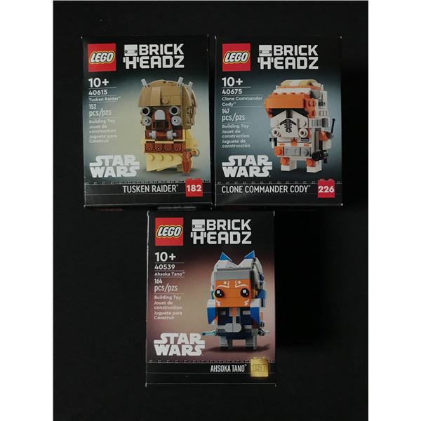 LOT OF 3 LEGO STAR WARDS BRICK HEADZ IN BOXES - RETIRED