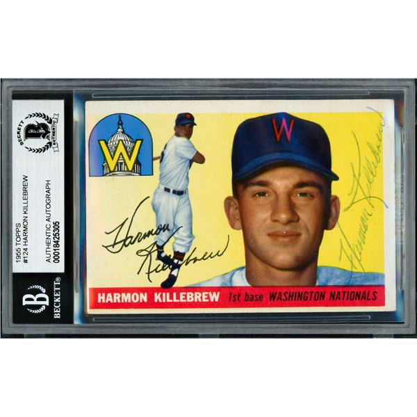 1955 TOPPS HARMON KILLEBEW SIGNED ROOKIE CARD - BECKETT COA
