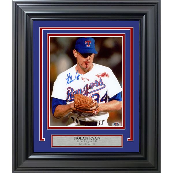 NOLAN RYAN SIGNED AND FRAMED 8 X 10 PICTURE - PSA COA
