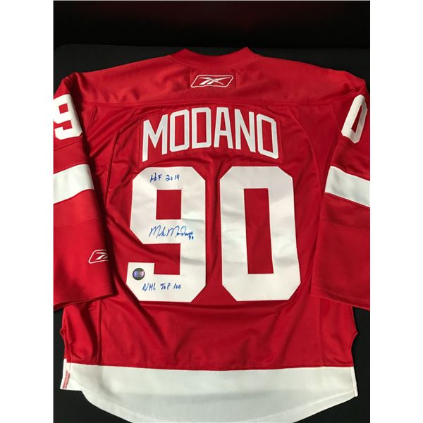 Mike Modano SIGNED AND INSCRIBED DETROIT RED WINGS JERSEY -PASTIME COA
