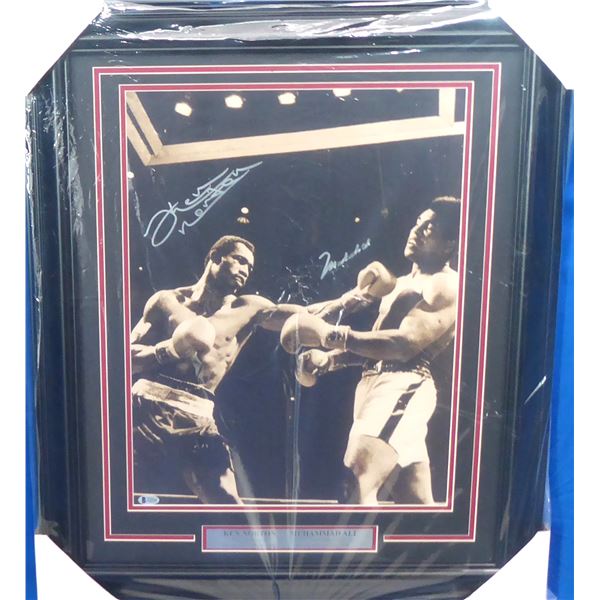 MUHAMMAD ALI AND KEN NORTON DUAL SIGNED AND FRAMED PICTURE - BECKETT COA