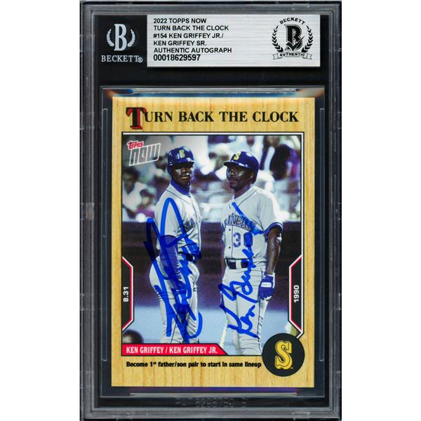 2022 TOPPS NOW TURN BACK THE CLOCK KEN GRIFFEY JR SIGNED TRADING CARD - BECKETT COA