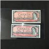 Image 1 : LOT OF 2 HIGH GRADE 1954 CANADA 2 DOLLAR NOTES