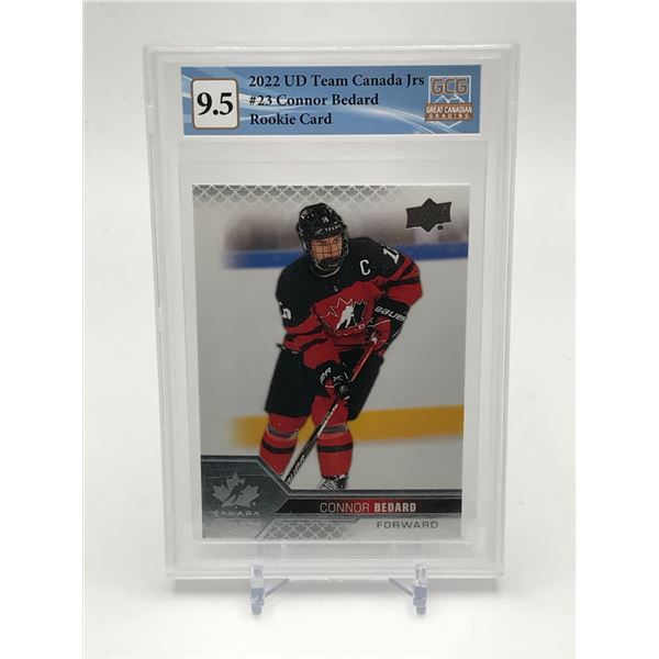 2022 UPPER DECK WORLD JUNIORS CONNOR BEDARD ROOKIE CARD (GCG 9.5)