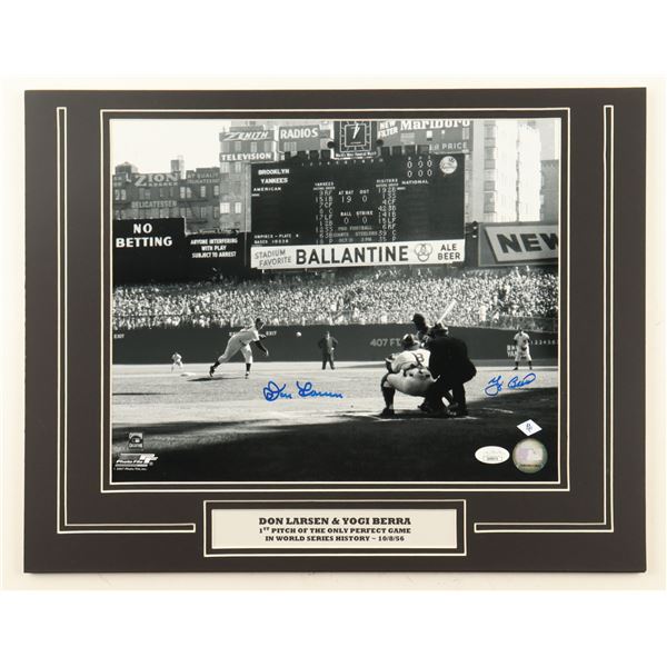 DON LARSEN & YOGI. BERRA DUAL SIGNED AND FRAMED 1ST PITCH PICTURE - JSA COA
