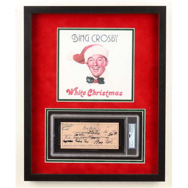 BING CROSBY SIGNED AND FRAMED BANK CHEQUE PRESENTATION PIECE - PSA COA