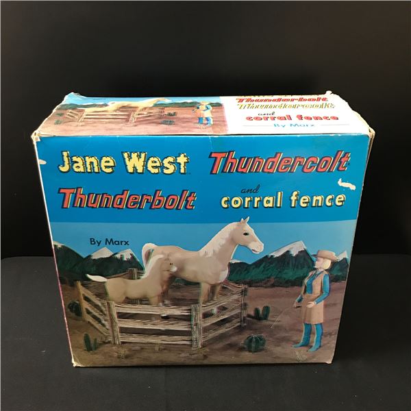 1966 JANE WEST THUNDERCOLT AND CORRAL FENCE IN ORIGINAL PACKAGING