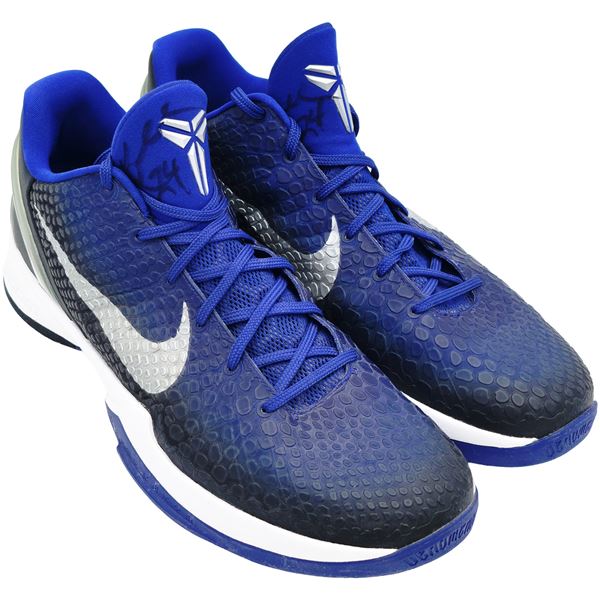 Kobe Bryant Autographed Black/Blue 2011-12 Nike Team Issued Kobe VI DUAL SIGNED PSA COA