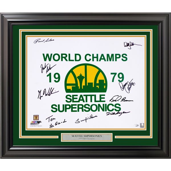 1978-79 NBA Champion Seattle Supersonics Autographed Framed 16x20 Photo Super Sonics MCS HOLO