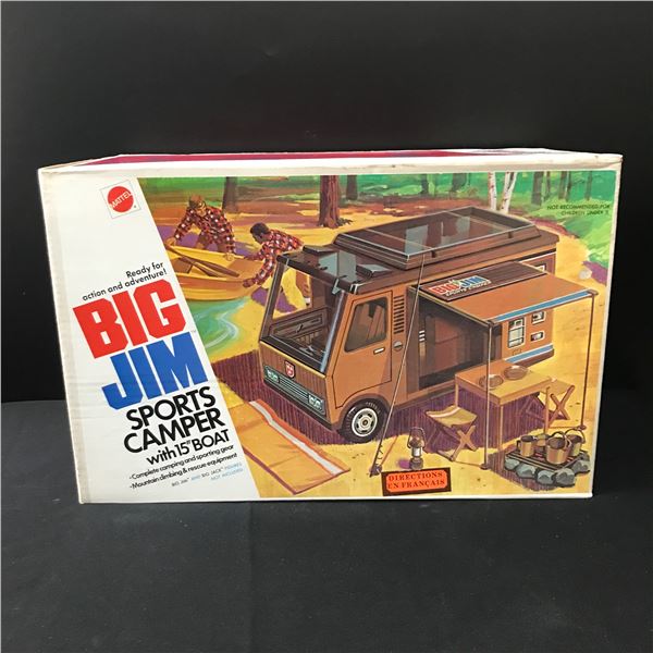 MATTEL BIG JIM SPORT'S CAMPER WITH 15" BOAT IN ORIGINAL BOX