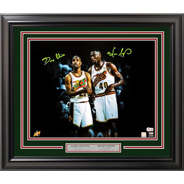 GARY PAYTON AND SHAWN KEMP DUAL SIGNED AND FRAMED PICTURE - BECKETT COA